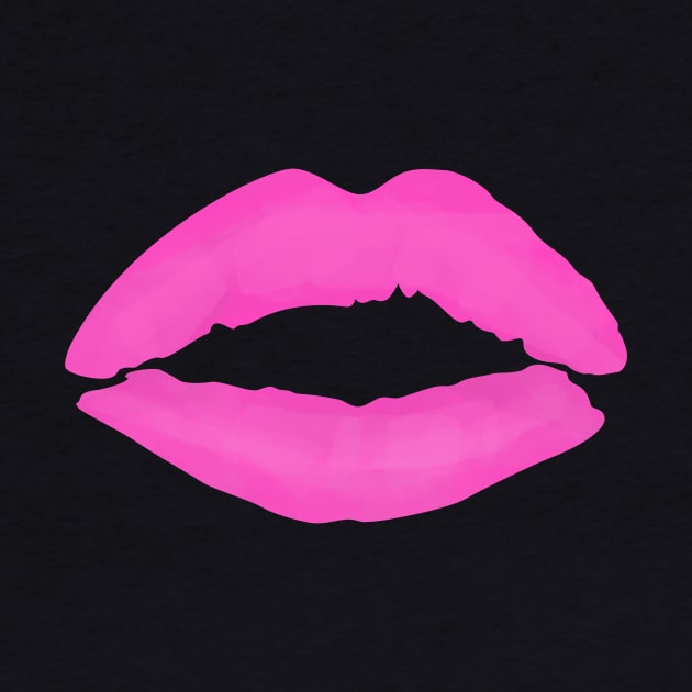 Cute Hot Pink Painted Lip T-shirt by happinessinatee